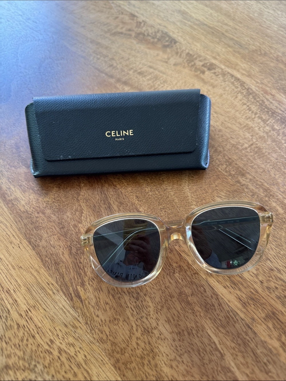 Celine Clear Frame Sunglasses with Black Lenses and Black Case